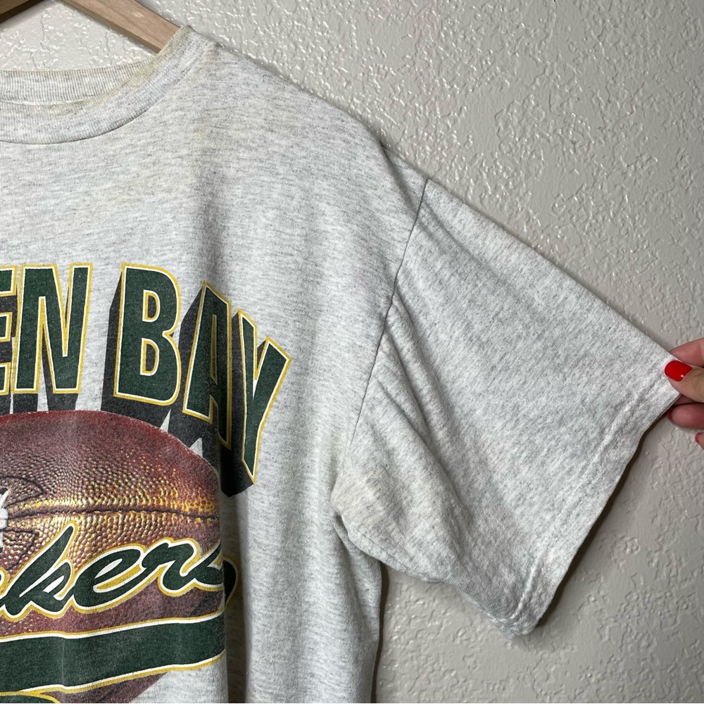 90s Vintage Green Bay Packers T Shirt Heather Gray Graphic Tee - Picture 4 of 15